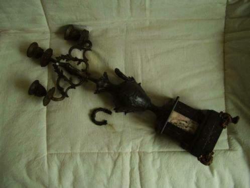 kandelaar artnouveau kaars etain antiek rococo brocante, Antiek en Kunst, Antiek | Kandelaars, Overige materialen, Ophalen of Verzenden