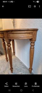 Teakhouten Half Ronde Tafel met Lade, Huis en Inrichting, Gebruikt, Minder dan 50 cm, Landelijk, Overige vormen