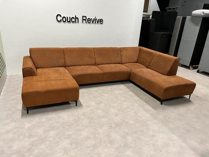 GRATIS LEVERING Z.G.A.N microleer hoekbank 340x210 Gereinigd, Huis en Inrichting, Banken | Bankstellen, Zo goed als nieuw, Vierpersoons of meer