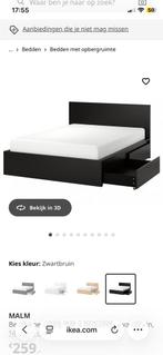 Ikea Malm Bed 140x200 + 2 Lades - Zwart, Ophalen, Zwart, Tweepersoons, 140 cm
