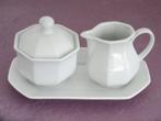 8-hoekig suikerpotje, melkkannetje en schaaltje, jaren 80, Ophalen of Verzenden, Nieuw, Porselein