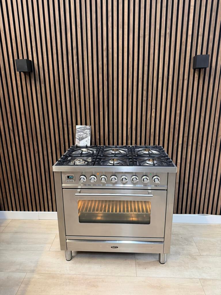 Luxe Rvs Boretti Fornuis 90 cm (Gratis bezorgen), 5258sh, Ophalen of Verzenden, Zo goed als nieuw, Energieklasse A of zuiniger