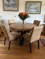 Eettafel mango hout met vier stoelen, Ophalen, Gebruikt, Rond, Vier personen