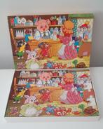 Twee vintage MB Milton Bradley kinderpuzzels dieren 60st 80s, Ophalen of Verzenden, Meer dan 50 stukjes, Gebruikt