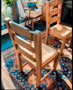 4 Ibiza Boho Eiken Stoelen met Vlas Zitting, Ophalen, Bruin