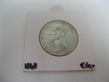 Oude 1 Gulden munt Willem II 1848 beschikbaar voor biedingen