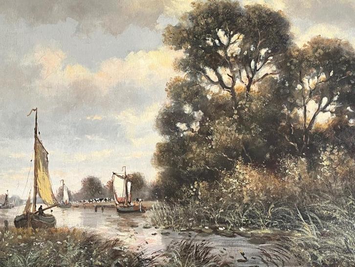 Hollandse School, zeilschepen op een vaart, Antiek en Kunst, Kunst | Schilderijen | Klassiek, Ophalen