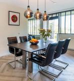 Granieten tafel + 6 lederen stoelen - topkwaliteit!, Ophalen, Gebruikt, 100 tot 150 cm, Vijf personen of meer