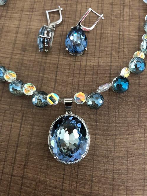 Lavendel blauw kristal ketting, Sieraden, Tassen en Uiterlijk, Kettingen, Nieuw, Steen of Mineraal, Blauw, Met hanger, Met kristal