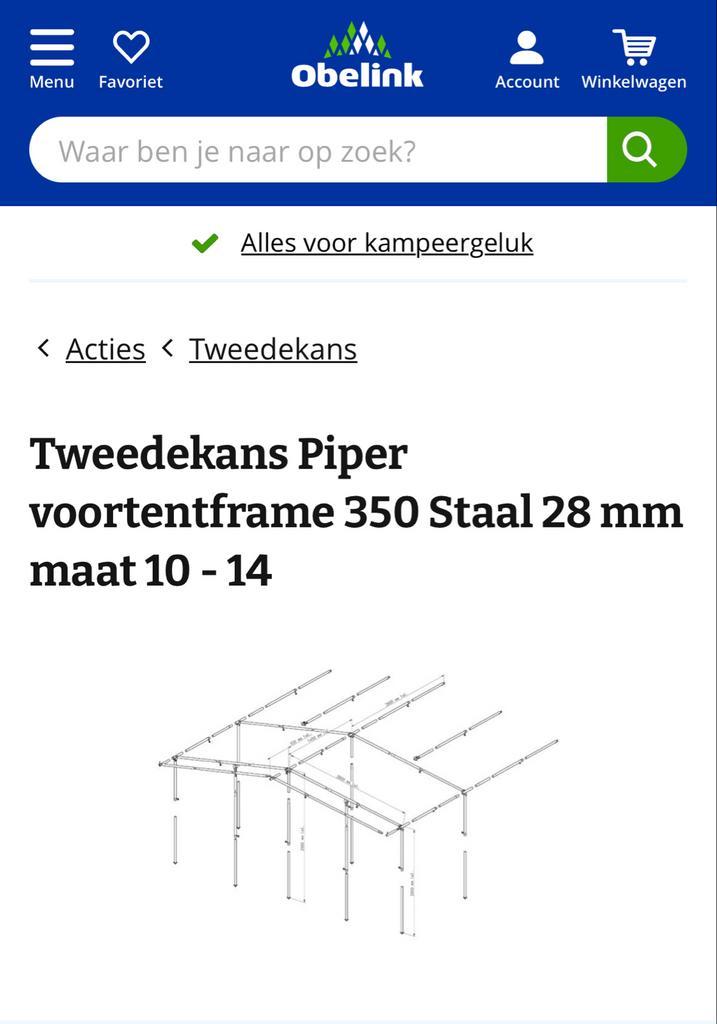 Piper Voortent Frame 350 Maat 10-14, Caravans en Kamperen, Caravan accessoires, Zo goed als nieuw, Ophalen