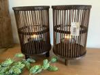 NIEUW set bruine rieten rotan windlichten, Ophalen of Verzenden, Nieuw