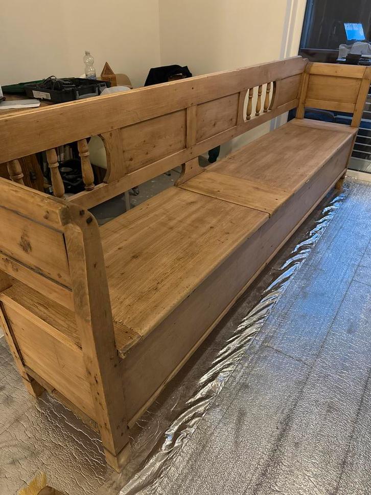Grote vintage klepbank als nieuw: lengte 2,72m, Antiek en Kunst, Antiek | Meubels | Stoelen en Banken, Ophalen