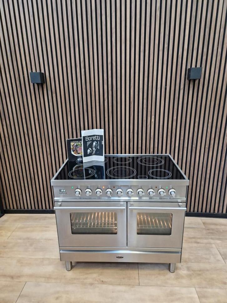 Luxe Rvs Boretti Fornuis keramisch 100 cm (Gratis bezorgen), Witgoed en Apparatuur, Fornuizen, Zo goed als nieuw, Vrijstaand, Keramisch