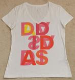 Adidas t-shirt wit met roze geel rood opdruk maat 38 40, Adidas, Wit, Korte mouw, Ophalen
