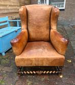 Antieke Schapenleren Fauteuil, Ophalen of Verzenden, Gebruikt, Leer, 75 tot 100 cm