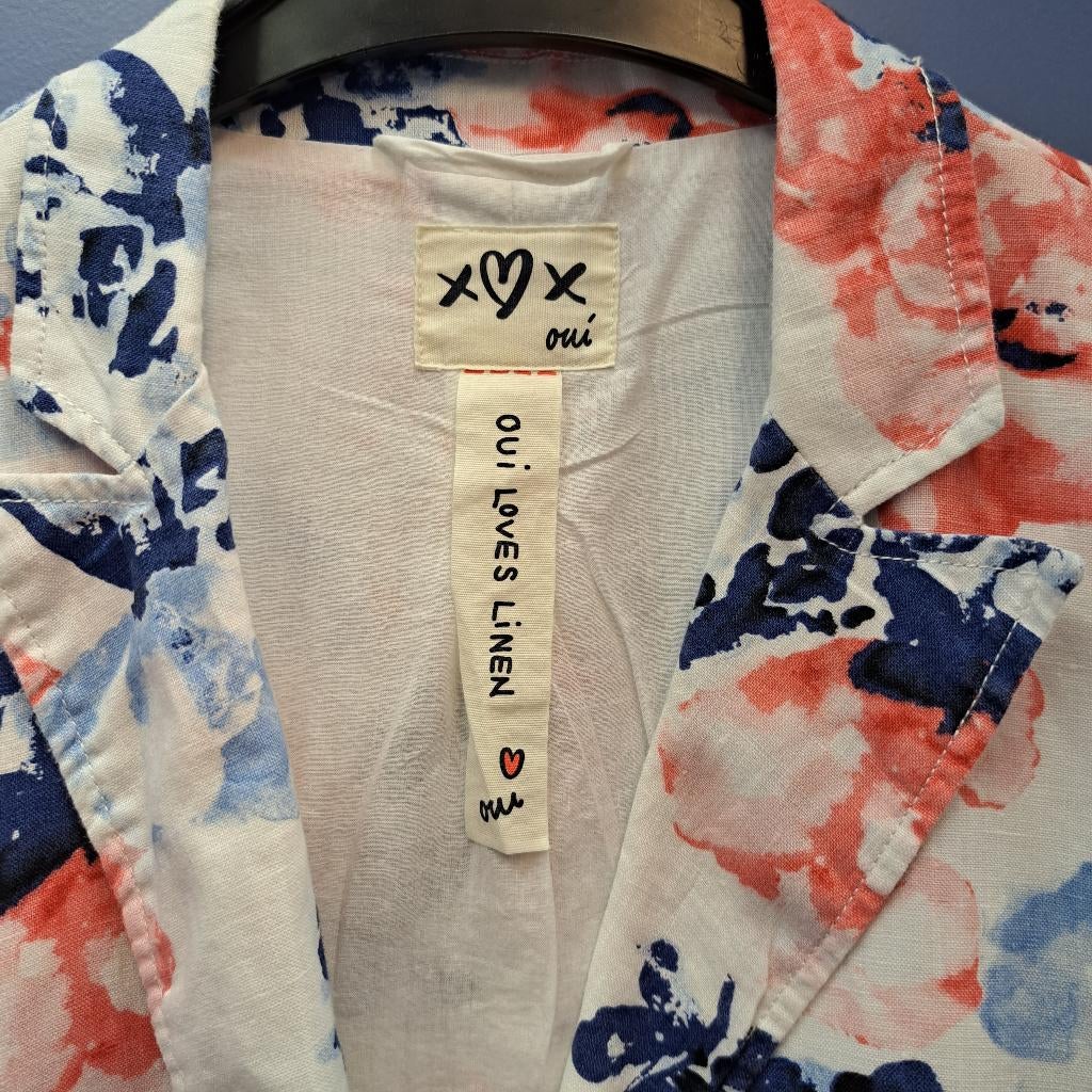 Oui vrolijke luchtige blazer bloemenprint mt 44 artnr 48827, Blauw, ., Maat 42/44 (L), Ophalen of Verzenden