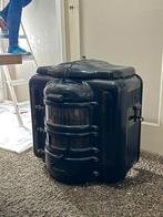 Art Deco gietijzeren kolenkachel met emaille mantel., Ophalen