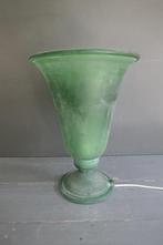 Vintage Italiaanse groene glazen Murano Scavo lamp, Huis en Inrichting, Lampen | Tafellampen, Ophalen of Verzenden, Zo goed als nieuw