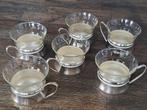Zes  theeglazen met zilverkleurige houders, Huis en Inrichting, Keuken | Servies, Ophalen of Verzenden, Glas, Overige stijlen