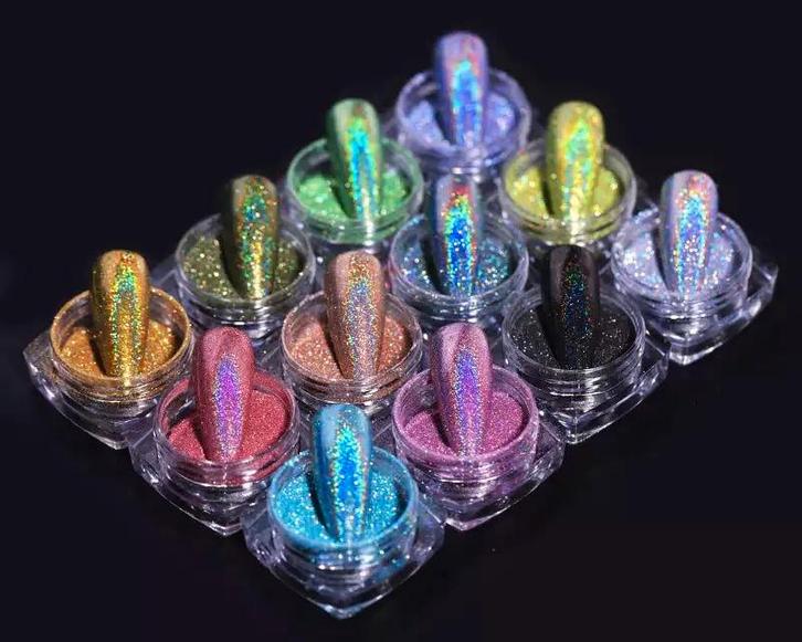 12 stks Glitters Nagels Nail art Poeder Chrome Set. Nagels., Sieraden, Tassen en Uiterlijk, Uiterlijk | Cosmetica en Make-up, Nieuw