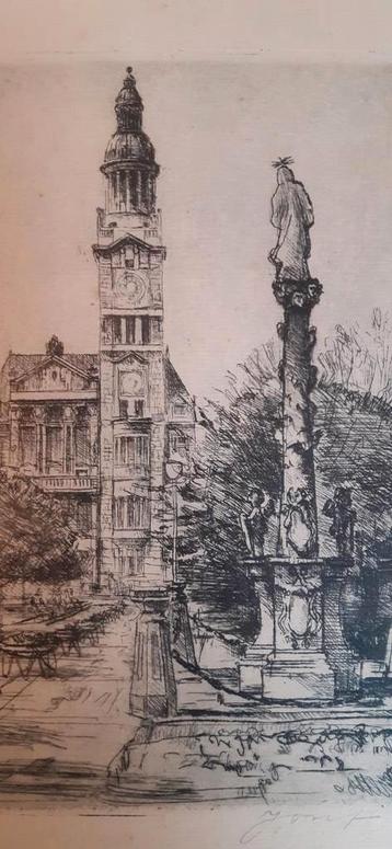Litho Holy Cross Church Prostĕjov (Prossnitz) by Josif Sasha beschikbaar voor biedingen
