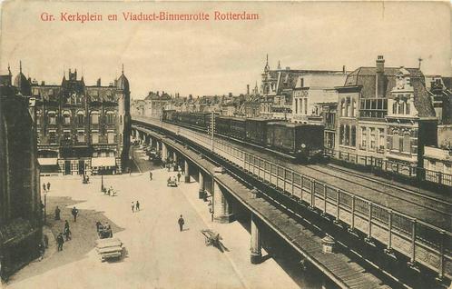 (388-421-009) Rotterdam Gr Kerkplein en Viaduct Binnenrotte, Verzamelen, Ansichtkaarten | Nederland, Zuid-Holland, Verzenden