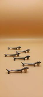 Set van 6 vintage teckel messenleggers, Ophalen of Verzenden, Rvs of Chroom