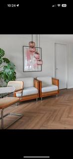 Japandi/rieten stoelen, Huis en Inrichting, Stoelen, Ophalen, Zo goed als nieuw, Bruin, Twee