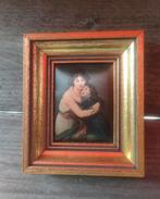 Brocante linnen schilderijtje in goudkl. houten lijstje., Huis en Inrichting, Woonaccessoires | Lijsten, Ophalen of Verzenden