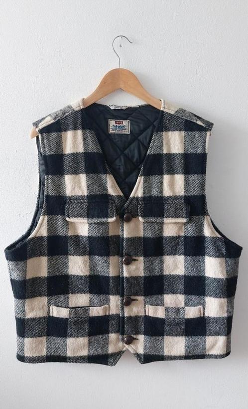 Vintage 90s Levis Buffalo Plaid Check Flannel gilet XL🍀, Kleding | Heren, Bodywarmers, Gedragen, Maat 56/58 (XL), Ophalen of Verzenden