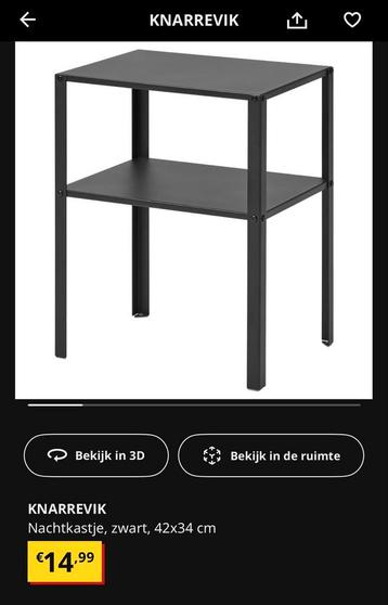 2x IKEA Knarrevik nachtkastjes - zwart beschikbaar voor biedingen