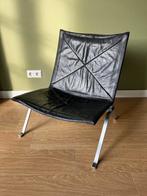 Poul Kjaerholm PK22 EKC / Fritz Hansen Zwart Leer, Huis en Inrichting, Fauteuils, Ophalen, Gebruikt, 75 tot 100 cm, Metaal