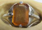 Granaat %100 natuurlijk klauw design zilver zegelring ca1970, Ophalen, 20 of groter, Geel, Zo goed als nieuw