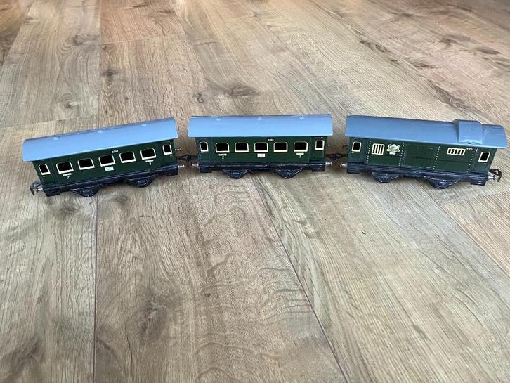 Spoor O : 3 wagons, Antiek en Kunst, Antiek | Speelgoed, Ophalen of Verzenden