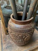 India houtgestoken pot vaas sober sleets bohemian, Antiek en Kunst, Ophalen of Verzenden