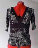 Zwarte stretch top met 3/4 mouwen, maat 36, Kleding | Dames, Tops, Zwart, Ophalen of Verzenden, Lange mouw, Maat 36 (S)