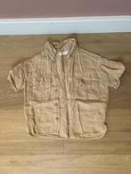 Z.g.a.n. Okergeel linnen overshirt / overhemd, Zara, mt 116, Overhemd of Blouse, Ophalen of Verzenden, Zo goed als nieuw, Zara