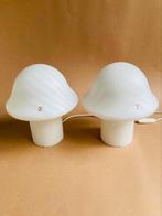 Vintage mushroomlamp peill & putzler zebra lamp, Huis en Inrichting, Lampen | Tafellampen, Minder dan 50 cm, Glas, Midmod vintage design eclectisch interieur