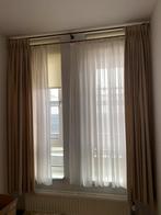 4x overgordijnen met vitrage én roedes, Huis en Inrichting, Ophalen, Beige, 50 tot 100 cm, Zo goed als nieuw