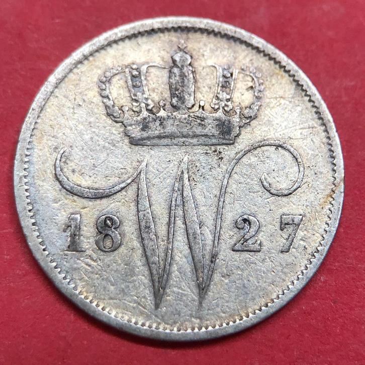 10 cent 1827 Brussel. Fr/ Zfr., Postzegels en Munten, Munten | Nederland, Losse munt, 10 cent, Koning Willem I, Zilver, Ophalen of Verzenden