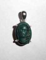 Hanger Malachiet camee Zilver 925, Sieraden, Tassen en Uiterlijk, Verzenden, Nieuw