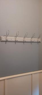 Grijze houten kapstok met 5 haken - 80cm, Wandkapstok, Gebruikt, Ophalen of Verzenden, Minder dan 100 cm