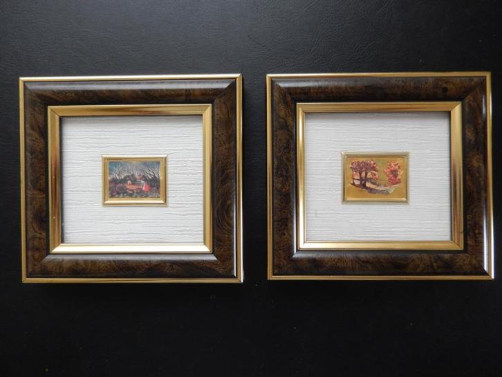 Twee kunst lithografieën op 24 karaat goudfolie, Antiek en Kunst, Kunst | Litho's en Zeefdrukken, Ophalen of Verzenden