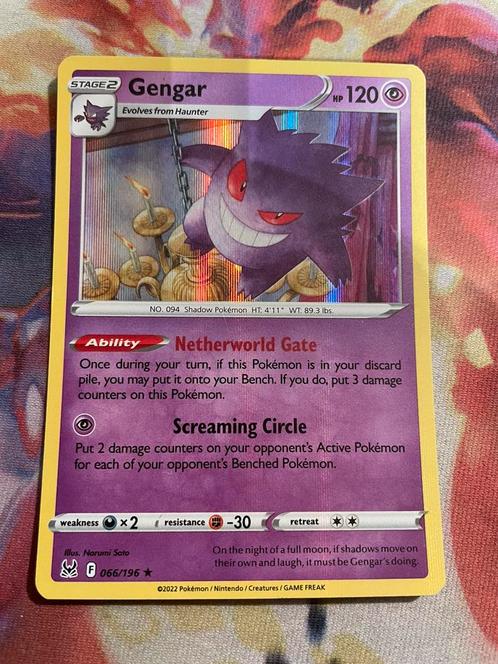 Pokemon GENGAR Rare Holo 066/196 (Lost Origin), Hobby en Vrije tijd, Verzamelkaartspellen | Pokémon, Zo goed als nieuw, Losse kaart