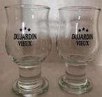 2 Dujardin vieux glaasjes op verzwaarde voet. Hoogte 9 cm., Ophalen of Verzenden, Zo goed als nieuw, Borrel- of Shotglas