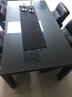 Zwarte eettafel met glasplaat - 200x100 cm, Huis en Inrichting, Tafels | Eettafels, Ophalen, 100 tot 150 cm, 200 cm of meer, Zo goed als nieuw