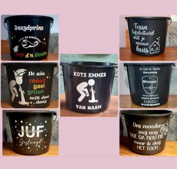 Kotsemmer,kots emmer,gepersonaliseerde emmer,cadeau met naam beschikbaar voor biedingen