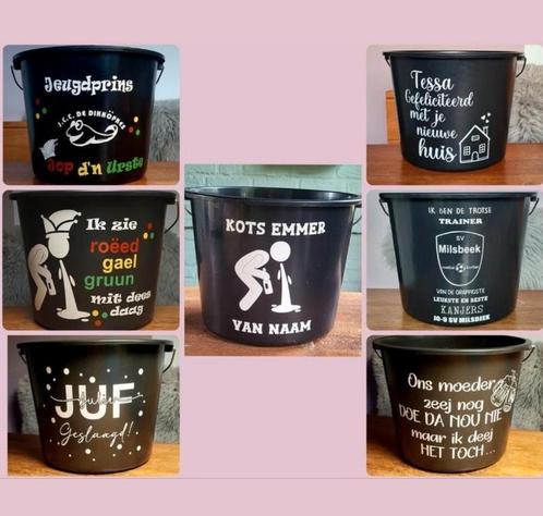 Kotsemmer,kots emmer,gepersonaliseerde emmer,cadeau met naam, Hobby en Vrije tijd, Feestartikelen, Ophalen of Verzenden