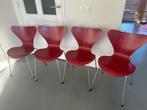 4X Fritz Hansen Vlinderstoelen (Arne Jacobsen) Series 7 Rood, Huis en Inrichting, Stoelen, Ophalen, Scandinavisch design, Gebruikt