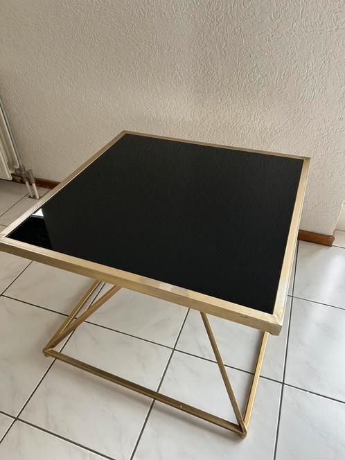 design salontafel goud en zwart, Huis en Inrichting, Tafels | Salontafels, Gebruikt, Minder dan 50 cm, 50 tot 100 cm, Glas, Ophalen